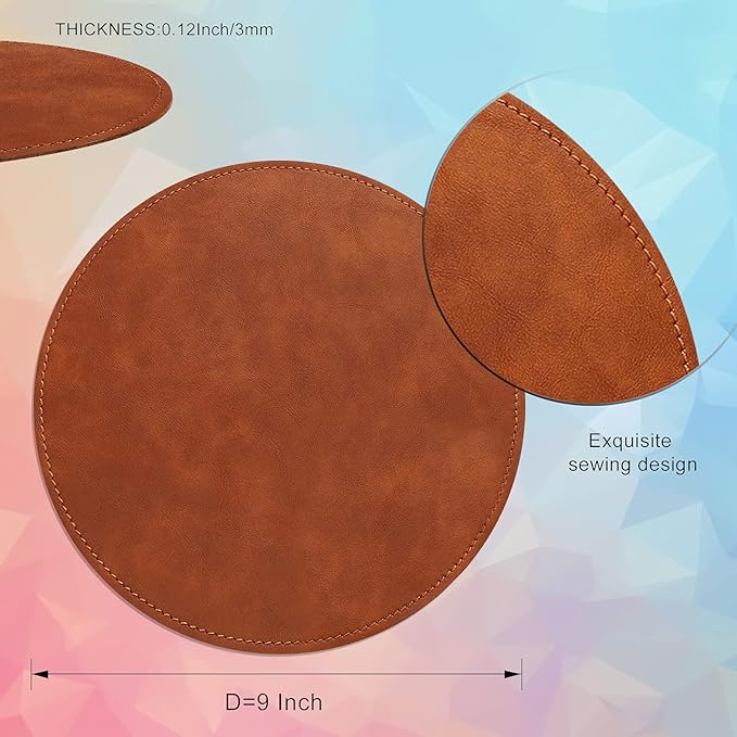 Mouse Pad，Round Mouse Pad，PU Mouse Pad，Leather Mouse Pad with Stitched Edge Micro-Fiber Base with Non-Slip Waterproof，Mouse Pad for Computers，Laptop，9 x 9 Inch (Fresh Green)