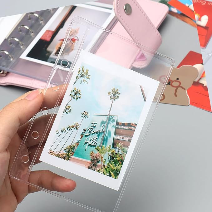 NatSumeBasics 12 A7 Binder Pockets Clear Cash Budget Envelopes PVC Planner Inserts for 6-Ring a7 Binder Sheet Protectors Organize Photos Cards Bills (A7, Clear)