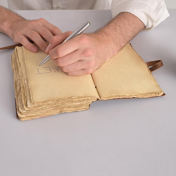 Leather Journal Travel Diary, Handmade Vintage Bound Notebook for Men & Women, Antique Finish, Genuine Buffalo Leather- Quality Unlined Paper Perfect for Notes, Art Sketchbook, 9X6 Inches, Brown