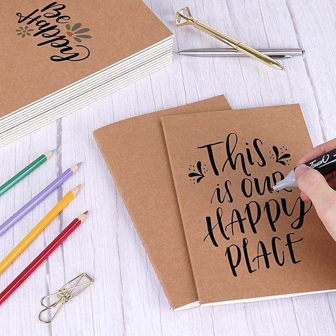 EOOUT 48pcs Blank Kraft Notebooks, Bulk Journals for Kids, 60 Pages/80GSM, 8.3 X 5.5 Inch, Travel Journal Set, for Travelers, Students and Office Supplies