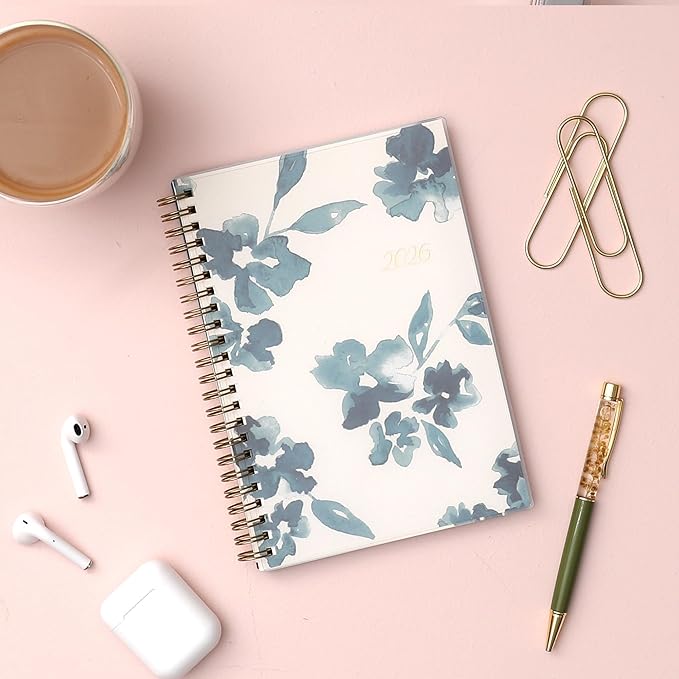 Blue Sky 2026 Weekly and Monthly Planner Calendar, January 2026 - December 2026, 5" x 8", Flexible Frosted Cover, Laminated Tabs, Durable Twin Wire Binding, Bakah Blue