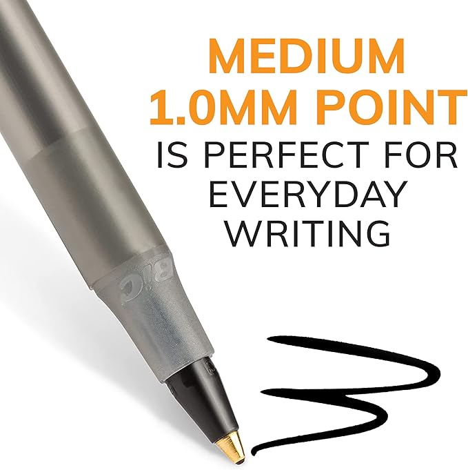 BIC Round Stic Xtra Life Assorted Ink Ballpoint Pens,Medium Point (1.0mm),of Bulk Pens,Flexible Round Barrel for Comfortable Writing,No. 1 Selling Ballpoint-Pens,60 Count (Pack of 9)