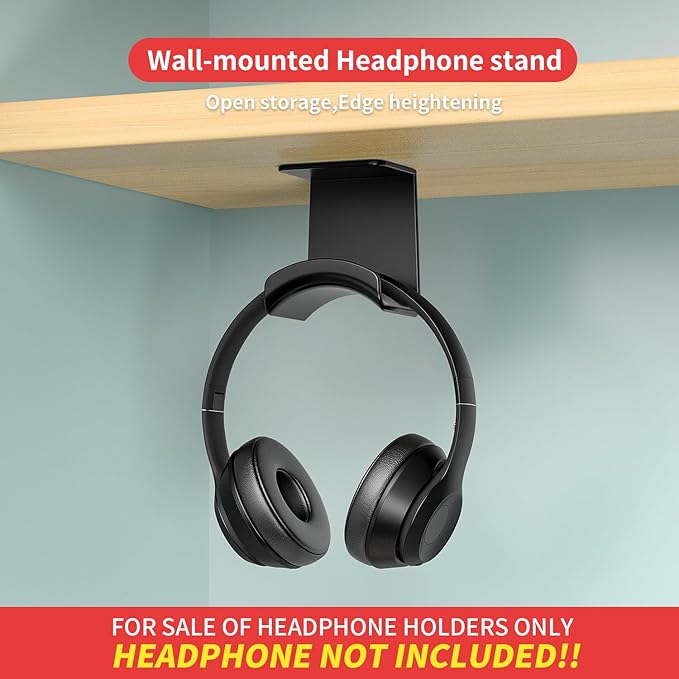 Gmae Headphone Stand for Desk Mini Headphone Hanger Holder with Strong Adhesive Gmae Headset Stand Headset Holder(ZY88 Under Desk and Wall Mount Black)