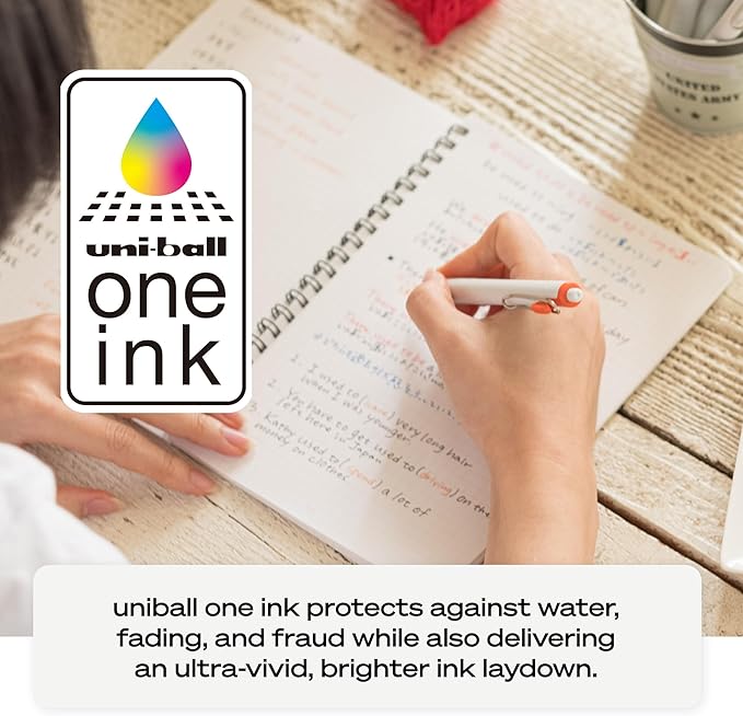 uniball one Retractable Gel Pens, Medium Point (0.7mm), Blue Ink, 12 Pack
