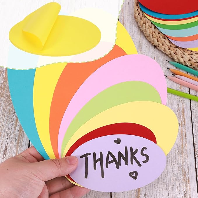 MECCANIXITY 30pcs Oval Card Stock 6-1/2 Inch 50lb/180gsm Thick Cutouts Coaster Paper for Craft Bulletin Board Decor, Deep Yellow