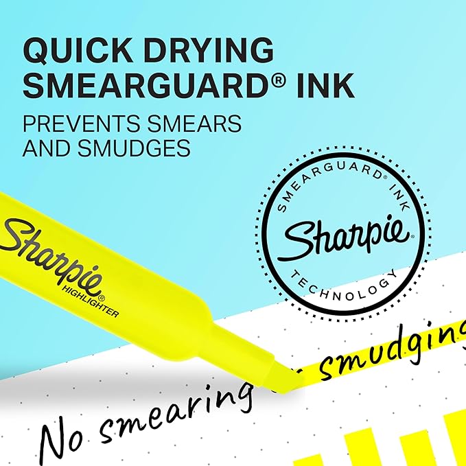 SHARPIE Tank Style Highlighters Chisel Tip Fluorescent Yellow,36 Count (Pack of 6)