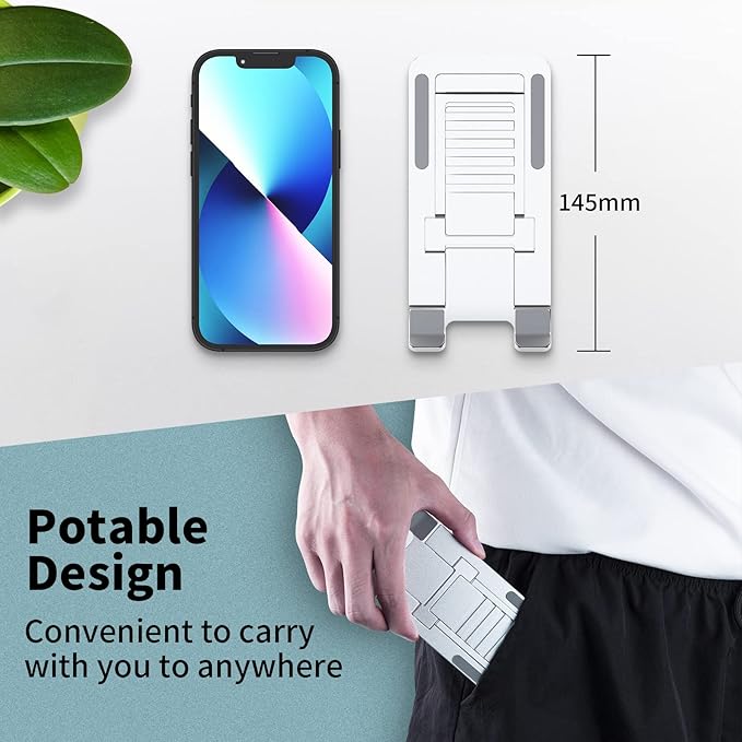 Cell Phone Stand for iPhone 17 Pro Max 16 15 14 13 for Samsung S25 S24 A17 A16 Galaxy Flip Pixel 10 Aluminum Adjustable Cradle Holder Tablet Kickstand for iPad Mini Air Desk Home Office, Silver