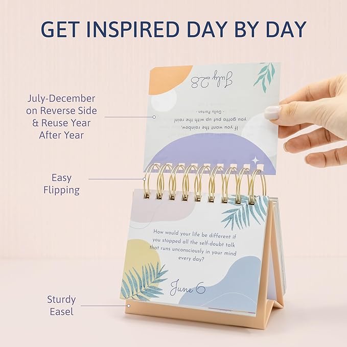Motivational Desk Calendar - Perpetual Daily Flip Calendar with Daily Motivational Quotes for Desk - Inspirational Gifts for Women, Gifts for Coworkers Female, Inspirational Desk Decor