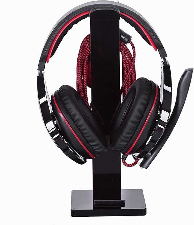 GeekDigg Headphone Stand Gaming Headset Holder For Desk Cable Organizer & Cellphone Stand for All Headphones Size headphone Holder Set Gaming PC Accessories Gaming Station – Black