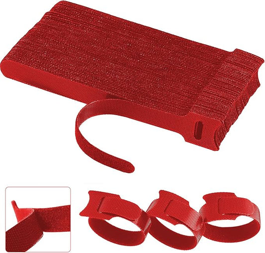 60 PCS 6 Inches Reusable Cable Ties, Wire Ties, Cord Organizer, Cable Organizer, Adjustable Cable Management - Red