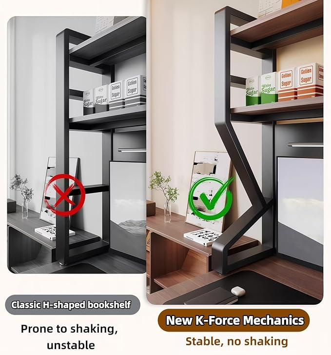 Desktop Hutch Bookshelf,Many Gifts,Metal Desktop Bookcase with pegboard, Desk Shelf Black, Countertop Storage Organizer Rack for Dorm or Office,Desktop Shelves(Black, 29.5" Lx9.9 Wx39 H)
