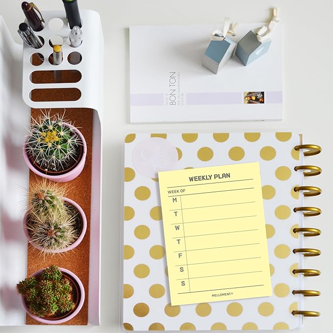 Day By Day Mini Planner Pads, Aesthetic Korean Style Tear-off Planning Pad, Pack of 4 Designs, 100 Sheets each design (Total 400 Sheets), Lovely Assorted Color, Portable Size 3.15 x 4.13", SET_B [ To Do List + Daily Plan + Weekly Plan + Grid Memo Pad ]