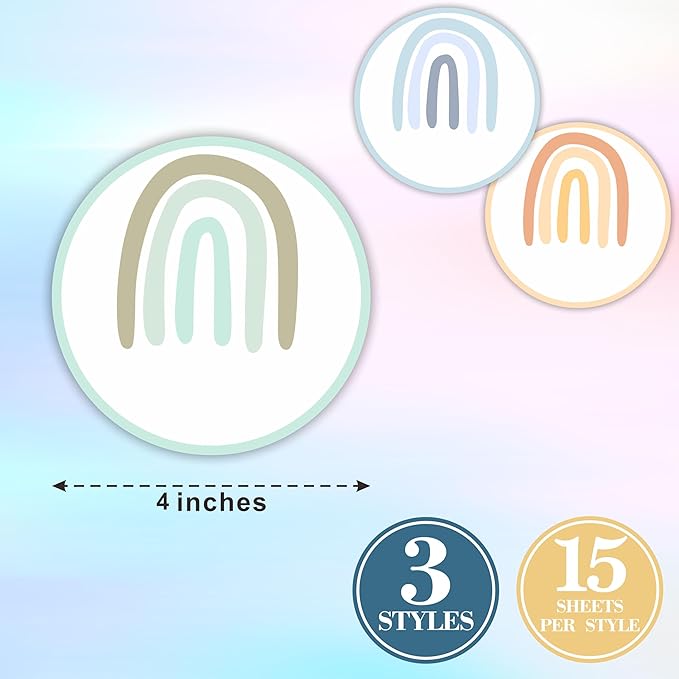 Colorful Boho Rainbow Self-Adhesive Student Round Name Tags -Name Plate Stickers For Teens -45 Pcs Funny Multipurpose Name Label Favors Decors & Supplies For Classroom Desks Bulletin Boards School-A07