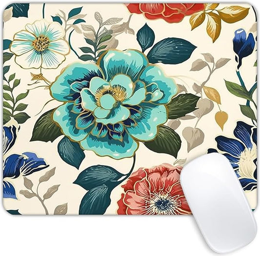 Teal Flowers Mouse pad Customized Mousepad Non-Slip Rubber Base Mouse Pads for Computers Laptop Office Desk Accessories Mouse pad