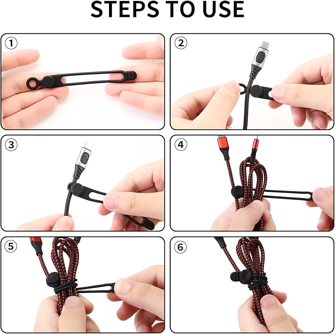 Silicone Cable Straps,10PCS 7.1"Cord Ties, Reusable Cable Ties，Travel Cord Organizer，Wire Organizer Ties for Kitchen,Home,School,Bundle Storage for Cables Etc（5 Colors）