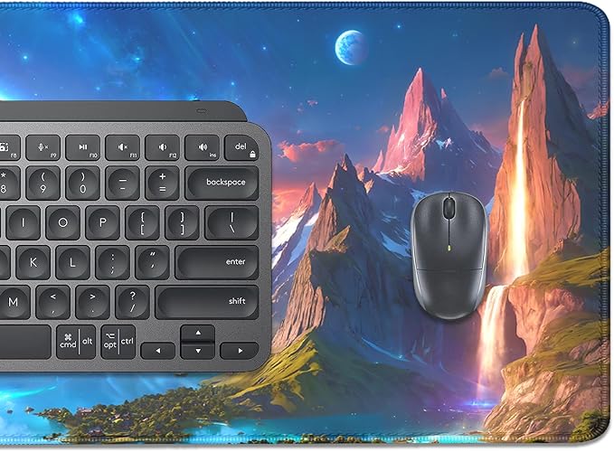 Mountain Starry Sky Desk Pad Mouse Pad,Large XL Mouse Mat with Stitched Edges for Gift,Non-Slip Rubber Base Mousepad for Office PC Keyboard Laptop and Home Work Desk Mat(31.5X11.8 in)