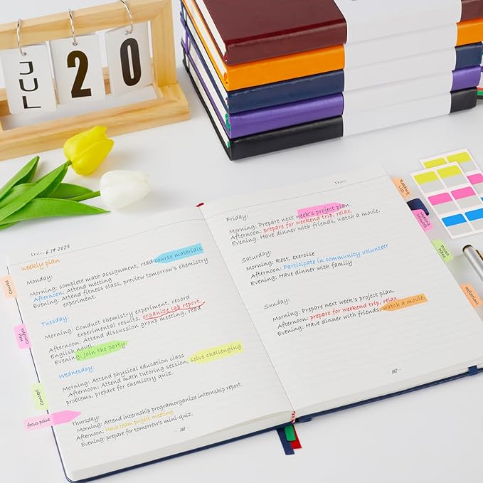 Leather Lined Notebook Journal, 320 Pages Hardcover Notebook Journals for Writing Note Taking Women & Men, B5 (7.1'' X 10'') College Ruled Daily Notebook Journal, Orange
