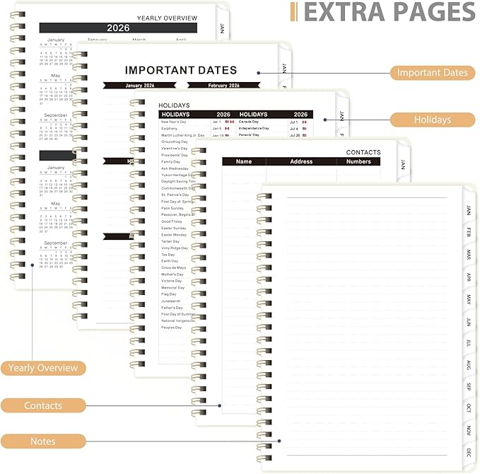 2026 Planner, Weekly and Monthly Calendar Planning Agenda, Jan - Dec 2026, Academic Planner Book, Desk Accessories and Office School Supplies - A5 (6.3'' x 8.5'')