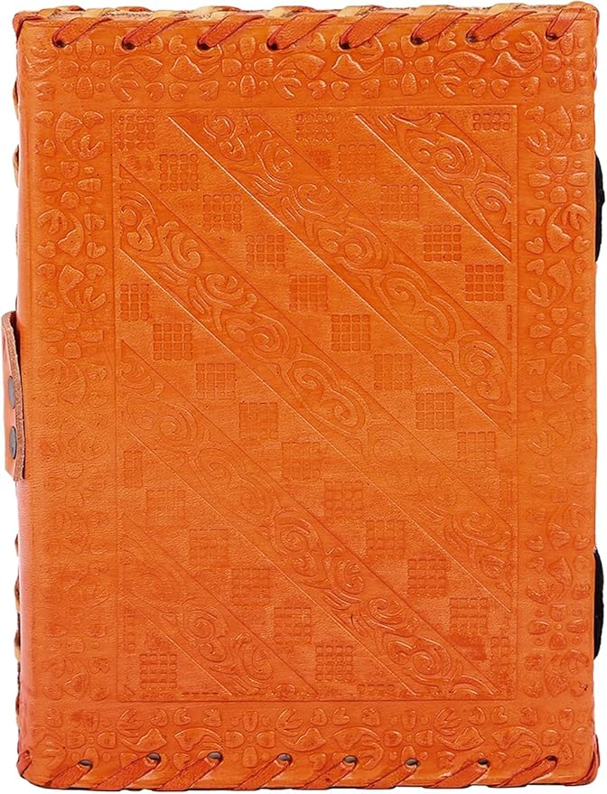 TUZECH Leather Journal for Men and Women Leather Diary to Write Poems,Sketchbook, Record Keeping Notebook Personal Memoir with C- Lock Unlined (7 Inches) (Orange)