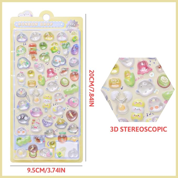 3D Cute Cartoon Chicken Puff Stickers - Kawaii Mini Puffy Stickers for Scrapbooks, Planners, Journals, Laptops & Phone Cases