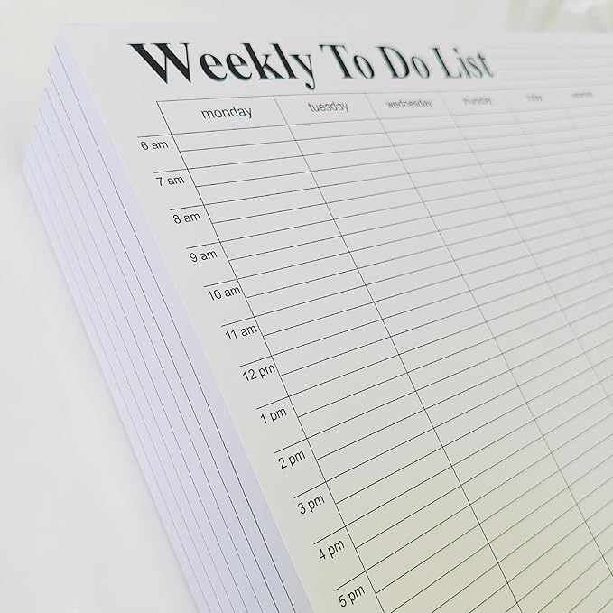 Weekly To Do List notepad, Hourly Schedule, Monday-Sunday, 6am-10pm,Task Planner & Activity Log Notepad – 8.5 x 11” Undated Daily & Hourly Planning Pad, To-Do List, Checklist, Track Time & Tasks, ADHD Tracker – Organize Workday, Boost Productivity