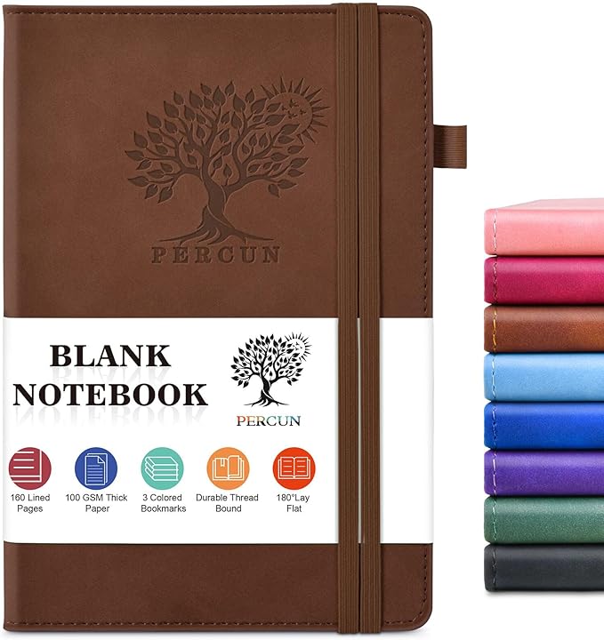 Blank Journal Ntebook for Men & Women, 160 Pages Blank Journals for Writing, Drawing,Sketch Book,5.9" x 8.5" Leather Sketchbook, Unlined Notebook for Work, School, Art (Brown)