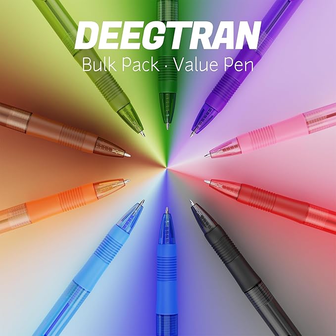 deegtran Pens Bulk, 30 Pack No Bleed Pink Ink Click Pens with Soft Grip, Wholesale Retractable Ballpoint Pens for Office School, Medium Point Smooth 1.0MM