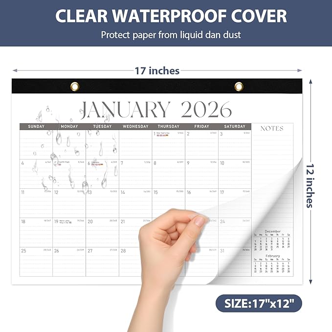 2026 Desk Calendar, Large Desktop/Wall Monthly Calendar (Jan. 2026 - Jun. 2027) 17'' x 12'' Personal Desk Planner for Teacher Family School Office Supplies