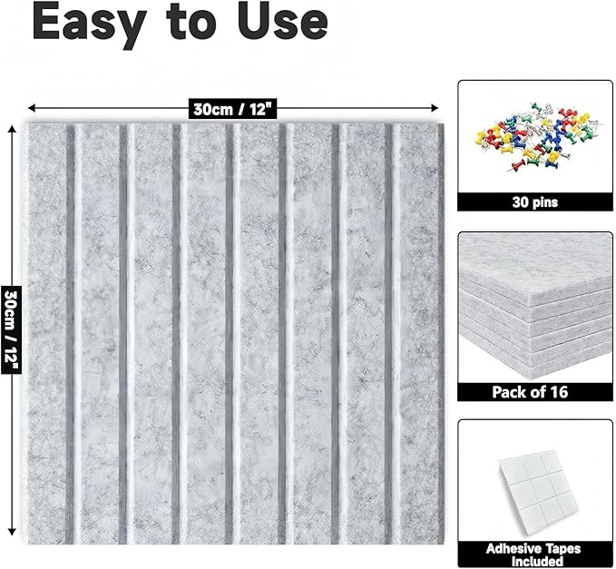 Large Cork Board for Walls, Yunihome 16 Pack 48" x 48" Felt Bulletin Board Wall Tiles for Home Kitchen School Office Wall Decor with Assorted Colors DIY Decorative Push Pins Sets
