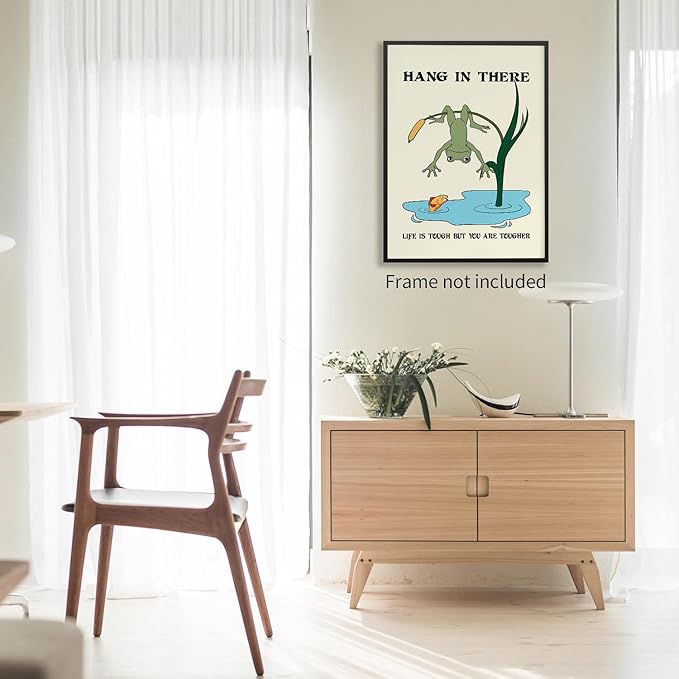 Hang In There Motivation Poster Frog Print Home Wall Art Mental Health Print Motivational Quote Poster Therapy Office Wall Decor Unframed 16x24inch