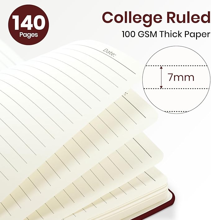 Lined Spiral Journal Notebook for Women, A5 College Ruled Journals for Writing, Hardcover Notebooks for Work, Note taking and Office School Supplies,140 Pages - Burgundy
