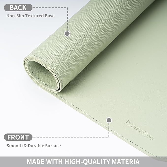 Oversized Non-Slip Desk Pad Protector with Premium Gift Box – Vegan Leather Waterproof Laptop Mat for Keyboard & Mouse, Grips Desk Firmly – Large Office Pad– Matcha Green