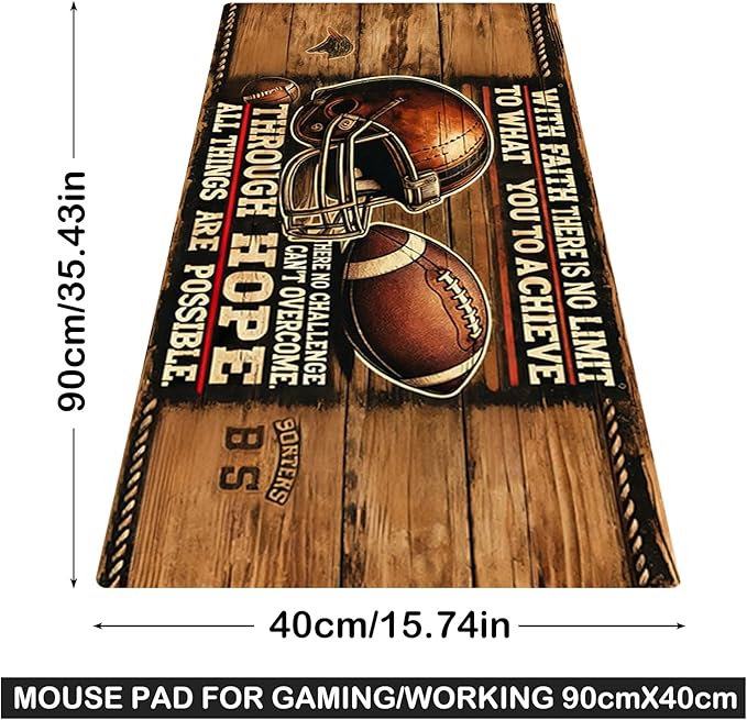 Nuxovilar Large Mouse Pad & Computer Game Mouse Mat (35.4x15.7IN, Vintage Rugby Art) (90 * 40cm Vintage Rugby)
