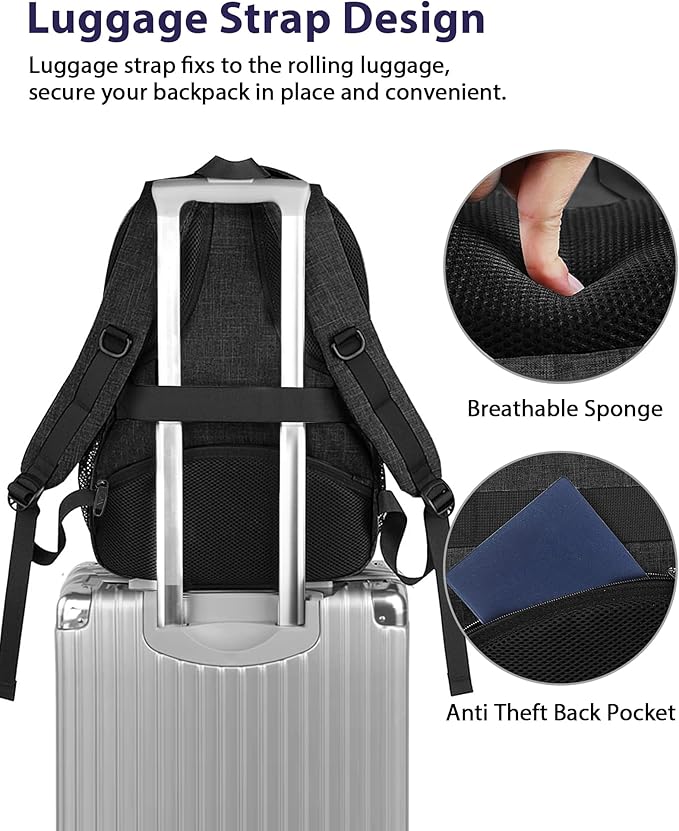 MATEIN Extra Large 50 L Travel Laptop Backpack, Water Resistant Work Computer Backpack with USB Charging Port, TSA Friendly Business Daypack with Multiple Organizer Pockets for Men, Black Grey