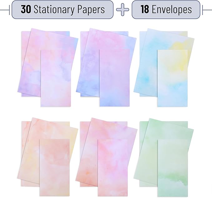 Mr. Pen Stationery Letter Set - 30 Writing Papers with 18 Envelopes, Cute Stationary for Letter Writing