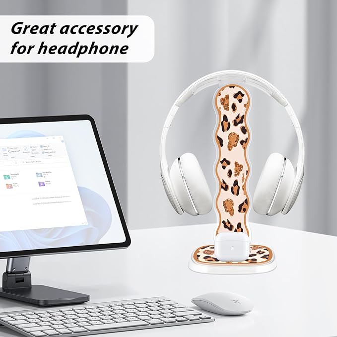 CameCosy Leopard Headphone Stand, Compatible with, Sturdy Acrylic Design, Multifunctional for Headphones & Cell Phone