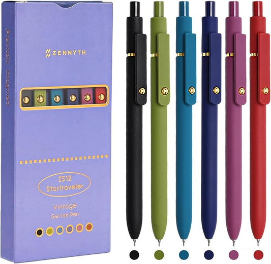 Colorful Gel Pens, 6 Pcs Colored Pens Fine Point Smooth Writing Pen, 0.5mm Multi Colored Ink Pens for Journaling Note Taking Writing, Office School Supplies, Gift Set for Women & Men