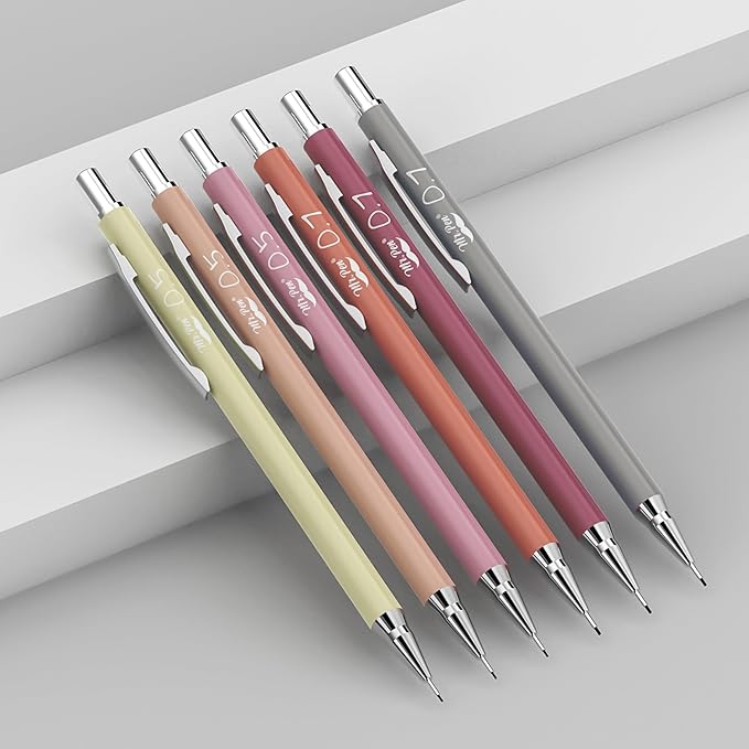 Mr. Pen- Mechanical Pencil Set with Lead and Erasers Refills, 6 Pack, Boho Theme, 0.5mm & 0.7 mm, Cute Aesthetic Pastel Led Pencils 0.7mm