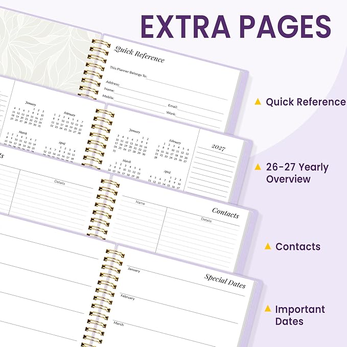 2026 Planner, Annecy Weekly ＆ Monthly Planner 2026, Jan. 2026 – Dec. 2026, 6.4" x 8.3" Monthly Agenda Planner with Tabs, Waterproof Flexible Cover, Spiral Binding, Double-sided Pocket, Bookmark, Purple
