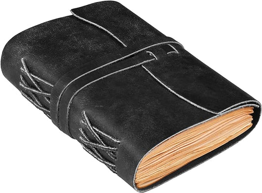 LEATHER VILLAGE Leather Bound Journal - Black, 11.5"X8.50", 220 Pages - Vintage Blank Paper Diary for Writing, Drawing, Sketchbook, and Travel Notebook - Ideal for Women and Men