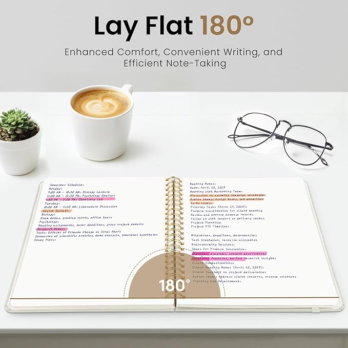 Blank Spiral Journal Notebook for Women, A5 Blank Notebook Journals for Writing, Hardcover Notebooks for Work, Note taking and Office School Supplies,140 Pages - Grey Beige