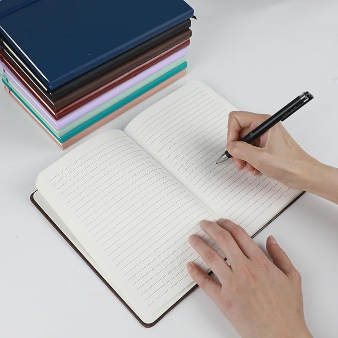2Pack Lined Hardcover Journal Notebook, A5 192 Pages 100Gsm Thick Paper College Ruled for School,Note Taking,Work,Diary，5.7''*8.3'',Brown
