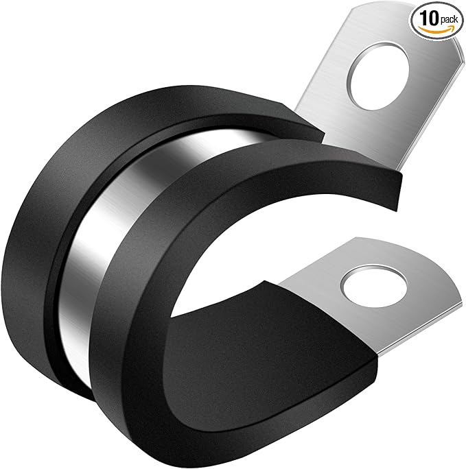 1-1/2 Inch Wire Clamp, 10 Pack Stainless Steel Cable Clamp, Rubber Metal Loop Clamps Bracket Tools Pipe Clamps (38mm)