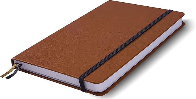 Minimalism Art, Premium Hard Cover Notebook Journal, Classic 5" x 8.3", 122 Numbered Pages, Gusseted Pocket, Ribbon Bookmark, Extra Thick Ink-Proof Paper 120gsm, San Francisco (Dotted, Brown)