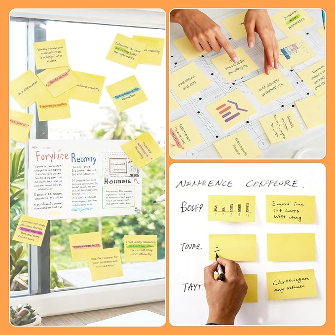 1920 Sheets 3 in x 5 in Large Sticky Notes, 76 x 127 mm 6 Pads Assorted Self-Stick Pads for Notebook,Office,School and Home,80 Sheets/Pad (24 Pads Yellow)