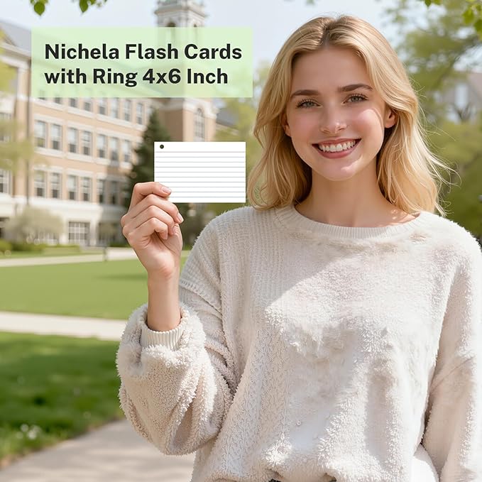 160 Pcs Colored Index Cards with Ring 4 x 6 Inch Heavyweight Ruled Flash Cards, Flashcards with Ring for School & Office Supplies and Home Organization, Durable Study To Do List Lined Note Cards
