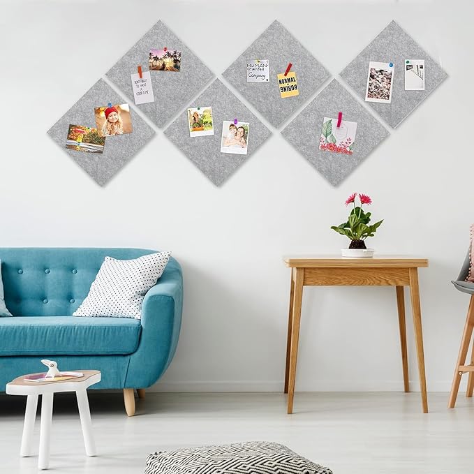 Large Cork Board for Walls, Yunihome 12 Pack 36" x 48" Felt Bulletin Board Wall Tiles for Home Kitchen School Office Wall Decor with Assorted Colors DIY Decorative Push Pins Sets