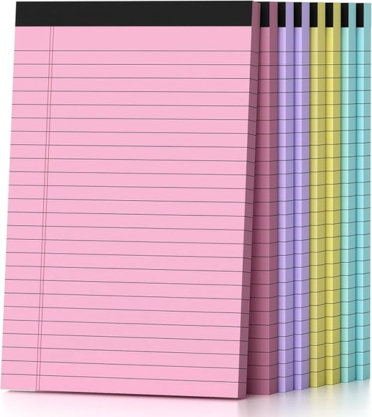 8 Pack Note Pads 5 x 8 Inch, Colored Narrow Ruled Small Legal Pads, Perforated Notepad 5 x 8 Lined Writing Pads, College Lined Legal Notepads for To-do Lists, Daily Note-taking, School and Office
