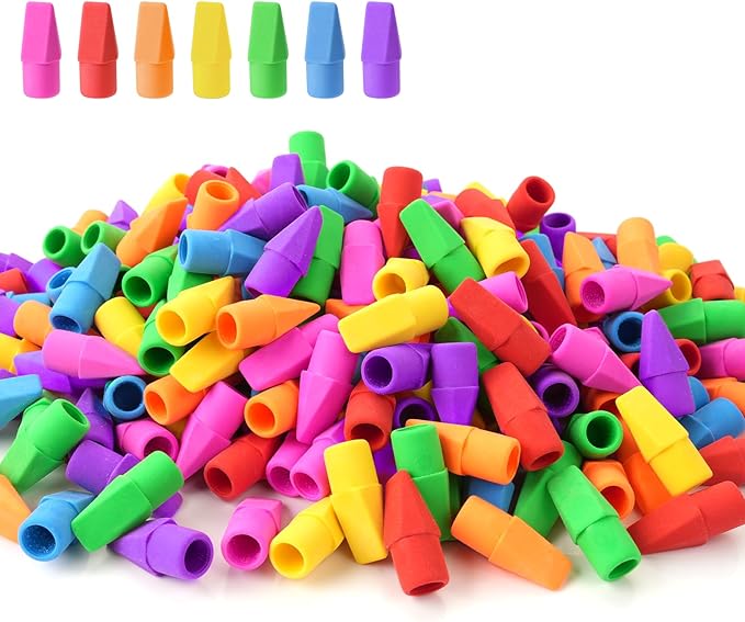 Sooez 120 Pack Pencil Top Erasers, Cap Pencil Eraser Toppers, Studying Supplies for Teachers Classroom Must Haves Pencil Erasers, 7 Colors