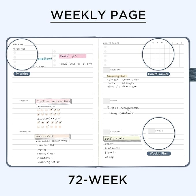And Per Se Undated Planner – A5 Weekly & Monthly Goal Planner for 72 Weeks (1.5 Years) – Hardcover with Monthly Tab Stickers, Back Pocket & Habit Tracking (Stardust Blue)